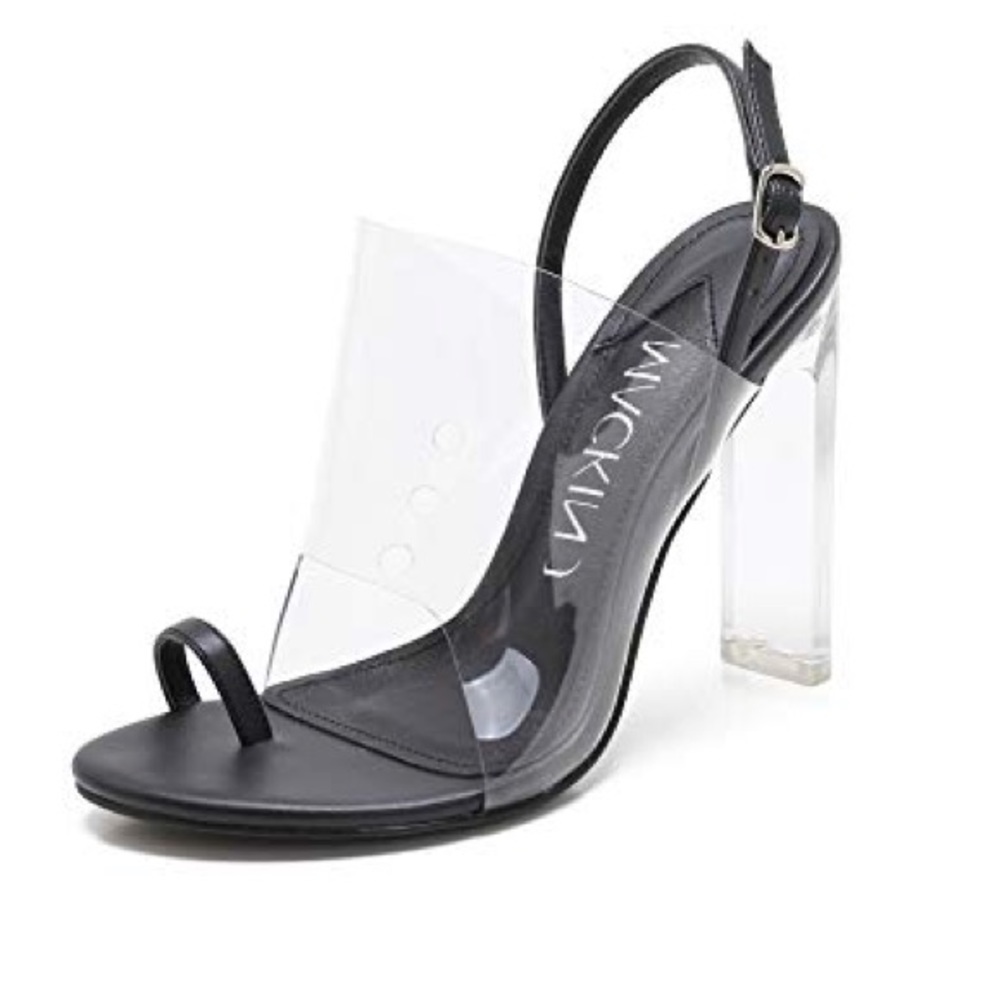 NEW MACKIN J Lucite Clear Chunky High Heel Sandals